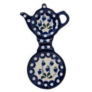 Polish Pottery Handmade 8'' Cup and Teabag Holder Boleslawiec Poland Traditional Stoneware Pattern 377