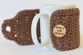 Cozy Coffee Mug - Crochet Coffee Mug Hug - Coffee Mug Cover N8