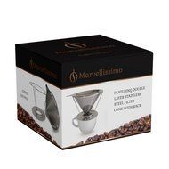 Marvellissimo Stainless Steel Pour Over Coffee Dripper - Reusable Double Layer Fine Mesh Filter Cone And Separate... N8