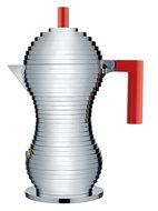 Alessi MDL02/6 R &quot;Pulcina&quot; Stove Top Espresso 6 Cup Coffee Maker in Aluminum Casting Handle And Knob in Pa, Red