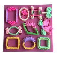 FLY 3D Silicone Mold Photo Frame and Picture Frame Shape Lace Cake Tools,Pink N3