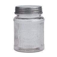 Stonebriar SB-5837A Small Pressed Glass Tea Leaf Container with Galvanized Lid, Clear