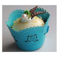 Kuke 24 Pcs Exquisite Flower Rose Laser Cut Cupcake Wrappers Cupcake Liners Muffin Container for Baby Shower Baby... N6