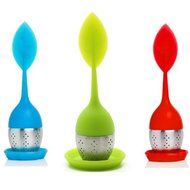 GS.Lee Luxury Set of 3 Pieces Tea Infuser, Loose Leaf, Herbal Scoop, Strainer, Crimson, Blue Red Green