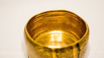 Matcha bowl chawan Kutaniyaki gilded with gold leaf Artist Artwork Hasegawa Suikou N7