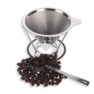 Stainless steel coffee dripper filter. Reusable paperless coffee cone with separate stand. Environmentally friendly... N3