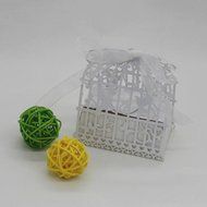 50PC Candy Box,Morecome Birdcage Flowers Laser Cut Favor Candy Box (Purple) N21