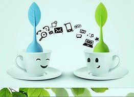 Drhob 1PC green Creative leaf shape silicone stainless steel tea bag tea strainer N2