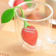 Reusable Food Safe Silicone Red Strawberry Shaped Tea Leaf Bag Holder Tea Coffee Herb Punch Filter Tea Infuser N8