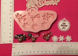 Christmas Deer ,fondant, soap cupcake topper Cake Silicone Mold By Oh! Sweet Art FDA Approved for Food, Cupcakes