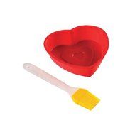 koehler Home Kitchen Decorative Heart Shaped Cake Mold Pan With Brush