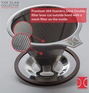 The Elan Collective Premium Stainless Steel Pour Over Coffee Dripper - Reusable Permanent Paperless Cone Coffee... N5