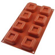 iClover Quality 8-Cavity square cake Mold Pudding Pan and Muffin Cup Liner Bakeware and Baking Pan-Vermeil N4
