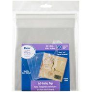 Darice 1115-24 50-Pack Plastic Acid Free Self Sealing Bags, 6-1/2 by 6-1/2-Inch, Clear