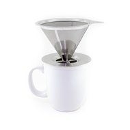 BOCHA - Pour Over Coffee Filter, Reusable Stainless Steel Cone Dripper, Permanent and Paperless with Cup Stand N6