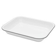 Enamelware Large Roasting Pan - Solid White with Blue Rim N7