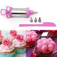 6-Piece Pink Cake Decorating Kit Include 1PCS Icing Piping Syringe 4PCS Stainless Steel Pastry Tips Nozzles 1PCS... N9