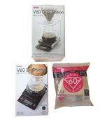 Hario V60 Set - Scale, Stand &amp; 100 Paper Filters - All 3 Together