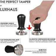 LuxHaus 58mm Calibrated Pressure Tamper for Coffee and Espresso Bundle with FREE GIFT - 12oz Stainless Steel Milk... N3