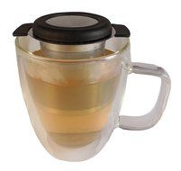 Summit Tea - Our Best Stainless Steel Tea Infuser and Double Walled 12 Oz Glass Tea Mug with a Tea Sample