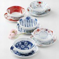 Saikai Pottery Somenishiki Soup bowl with saucer 5 sets 5 designs From Japan 50497