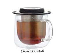 GROSCHE London Drop In Ultra Fine Laser Cut Stainless Steel Tea Infuser (Brew-in-cup infuser) with lid, trivet... N5