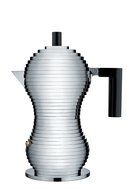Alessi MDL02/3 B "Pulcina" Stove Top Espresso 3 Cup Coffee Maker in Aluminum Casting Handle And Knob in Pa, Black