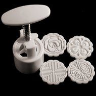 Home Product 4 Stamps DIY RS Moon Cake Mooncake Decoration Flowers Round Baking Mold Mould N4
