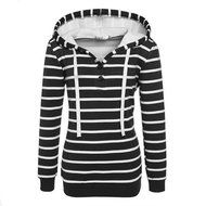 Pullover Tops,Morecome Womens Stripe Loose Casual Long Sleeve Hoodie Sweatshirt (S, Black) N17