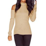 Women's Blouse,Laimeng Round neck Cotton blend Long Sleeve Knitted Pullover Sweater Slim Jumper Blouse (M, Black) N5