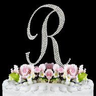 Completely Covered Swarovski Crystal Silver Wedding Cake Toppers ~ LARGE Monogram Letter R by RaeBella Weddings...