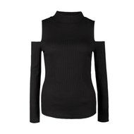 Women's Blouse,Laimeng Round neck Cotton blend Long Sleeve Knitted Pullover Sweater Slim Jumper Blouse (M, Black) N7