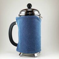 French Press Cozy, Denim, Insulated Cafetiere Cosy, 8 cup, Handmade N2
