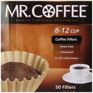 Mr. Coffee Basket Coffee Filters, 8-12 Cup, Natural Brown, 8-inch, 50-Count Boxes (Pack of 12) N2