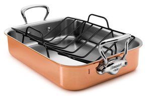 Mauviel Copper Roasting Pan with Rack (Bronze Handles) N3