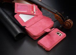 Samsung Galaxy S7 Dermis Wallet case,Aroko Handmade Genuine Cowhide Leather Wallet Cover Case Large Capacity Leather... N15