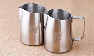 SMKF Stainless Steel Frothing Pitcher for Espresso Machines, Milk Frothers With Non-slip rubber mat at the bottom.. N2