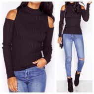 Women's Blouse,Laimeng Round neck Cotton blend Long Sleeve Knitted Pullover Sweater Slim Jumper Blouse (M, Black) N9
