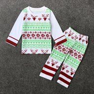 Clothes Set ,BeautyVan Baby Kid Outfit Clothes Christmas Elk Print Blouse T-shirt Top+Long Pants Set (6M, green) N3