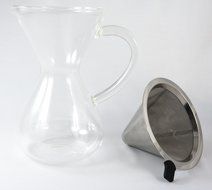 Large Pour Over Coffee Carafe with Stainless Steel Reusable Filter by "Pour D' Cafe" N3