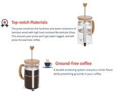 Urban Galley French Press Coffee Espresso Tea Maker (3 Cup / 350ml/ 12oz) with Stainless Steel Plunger, Pyrex... N11