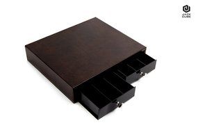 JackCubeDesign K-Cup Leather Holder Organizer Storage Carousel K cup Holder 2 Drawer Dark Brown with Black Acrylic... N3