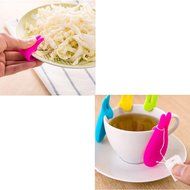 COSMOS Pack of 4 Assorted Colors Rabbit Shape Silicone Tea Bag Holder Clip for Cup Mug N6