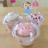 100 Standard Size Cupcake Ice Cream Mousse Cups Clear Lid with Topper Hole for Parties Birthdays 1-Day Display N2