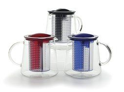 Red Glass Tea Control Teapot with Brew Stop Infuser
