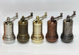 Bazaaranatolia Turkish Grinder, Spice Grinder, Salt Grinder, Pepper Mill 4.2'' (Dark Silver) N5