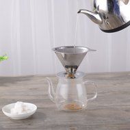 Ziselu Stainless Steel Pour Over Coffee Dripper - Reusable Double Layer Mesh Filter and Coffee Scoop N3