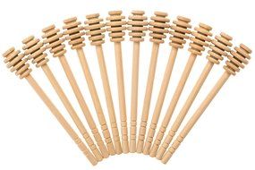 Honey Dipperz 12 PACK - 6" long (16cm) Wooden Honey Dipper Drizzler Stirring Stick, Spoon Rod Muddler Dispense