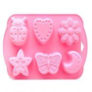 Sher 6 Hole Insects And Moon Shape Cake Mold Ice Jelly Chocolate Molds,Silicone 17¡Á11.8¡Á3 CM(6.7¡Á4.6¡Á1.2 INCH)