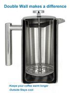 Vking Double Wall Stainless Steel French Coffee Press 8-Cup Coffee Maker 1 Liter Coffee Pot N2